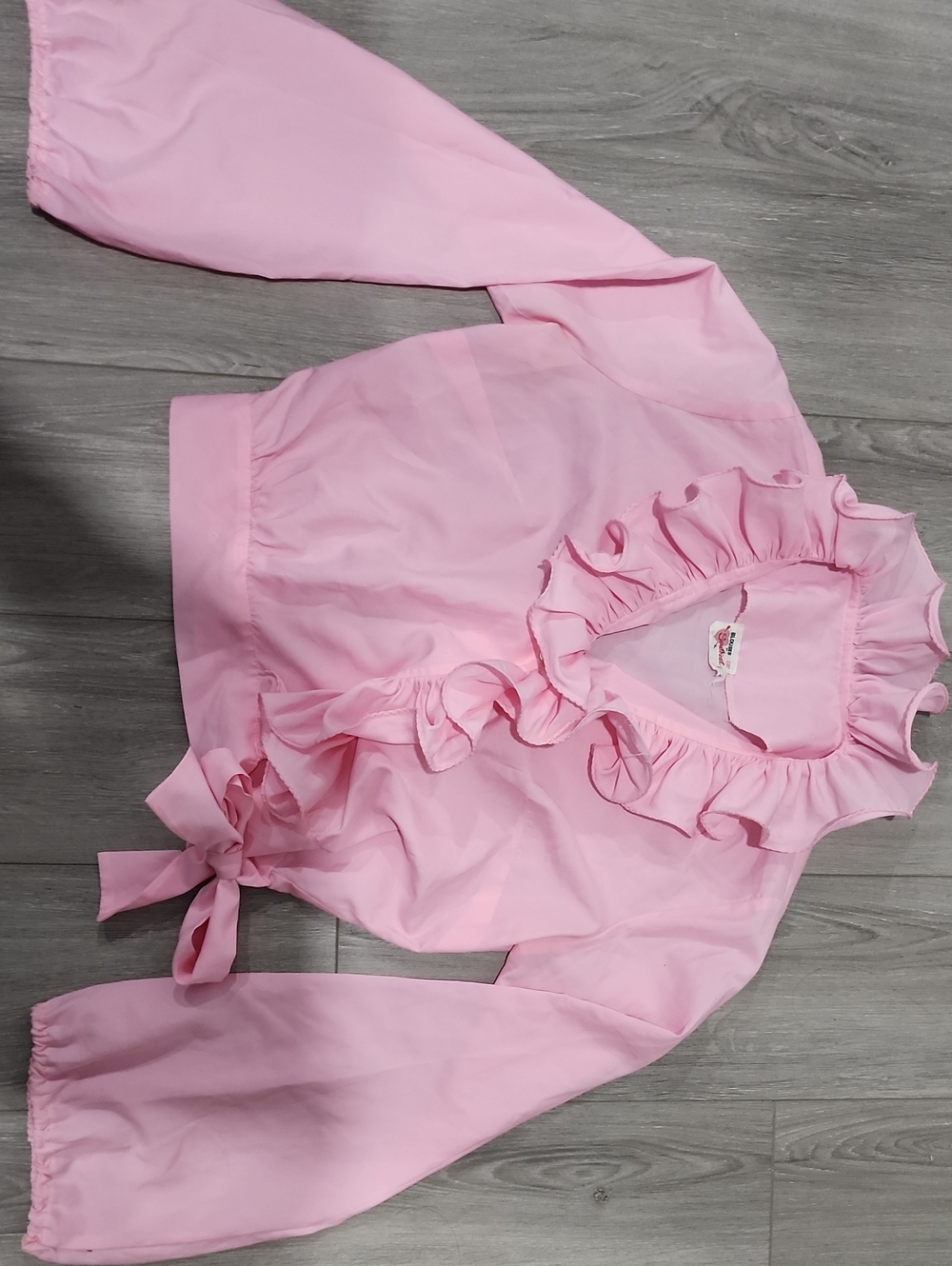 1950's Pink Ruffle Tie-Front Top Small